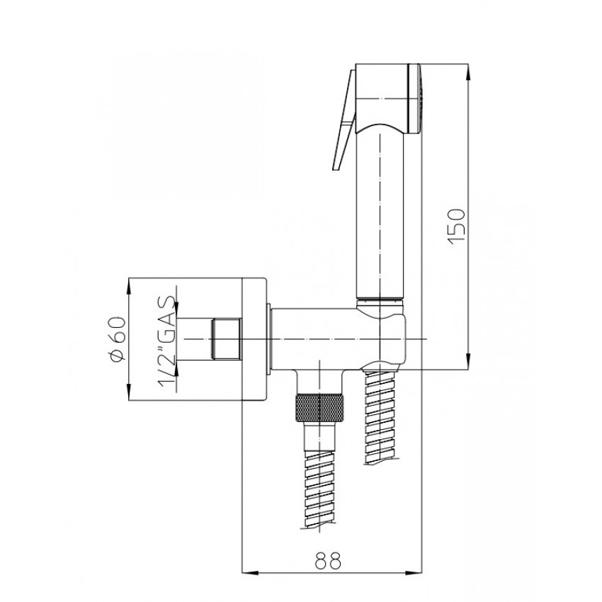 Душевая программа Комплект гигиенического душа на держателе с выходом воды и встроенным блокиратором воды 