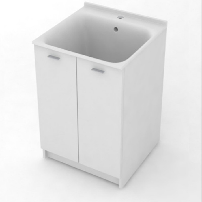 Комплект для постирочной 60х60 см: база + раковина 029401 c 1 отверстием под смеситель+выпуск с сифоном , цвет белый матовый