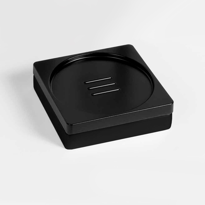 Мыльница настольная, цвет чёрный матовый/черная резина