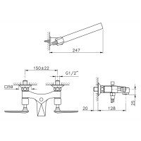 Смесители Смеситель для ванны и душа, цвет хром 