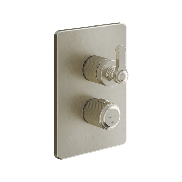 Смесители GESSI VENTI20 Смеситель встраиваемый, термостатический, с переключателем на 2 положения, внешняя часть, цвет Finox Brushed Nickel 