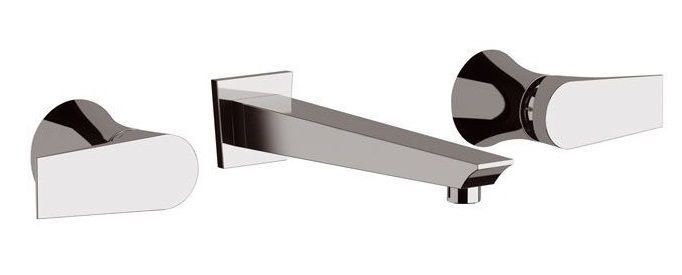 Встраиваемый в стену двухрычажный смеситель для раковины (излив 18,4 см), цвет хром