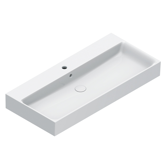 Раковины Раковина 100x47, с 1 отверстием под смеситель, покрытие Cataglaze+ , цвет белый матовый 