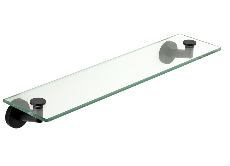 Полка для ванной комнаты 530 мм, прозрачное стекло черный матовый