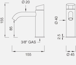 Смесители Настольный запорный клапан для холодной воды с краном. Высота 155 мм ZIQ69 