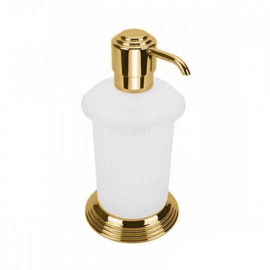 Дозатор для жидкого мыла, цвет PVD золото/матовое стекло