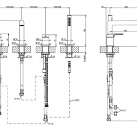 Смесители Gessi Ingranaggio Смеситель для ванны на 4 отверстия с каскадным изливом, девиатор, шланг , лейка, цвет: хром 