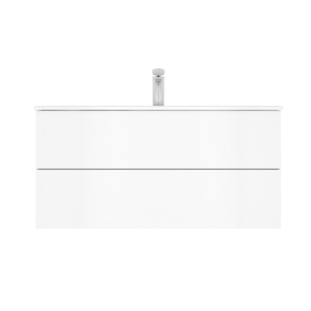 Мебель для ванной База под раковину, подвесная, 100 см, ящики push-to-open, цвет: белый, гля 