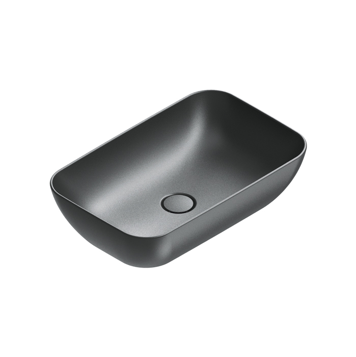 Раковины Раковина 60x38 h15 накладная, без отверстий под смеситель, покрытие Cataglaze+, цвет черный матовый 