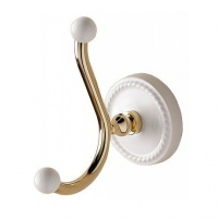 Аксессуары для ванной вешалка-крючок настенный, держатель цвет: золото светлое/белый 