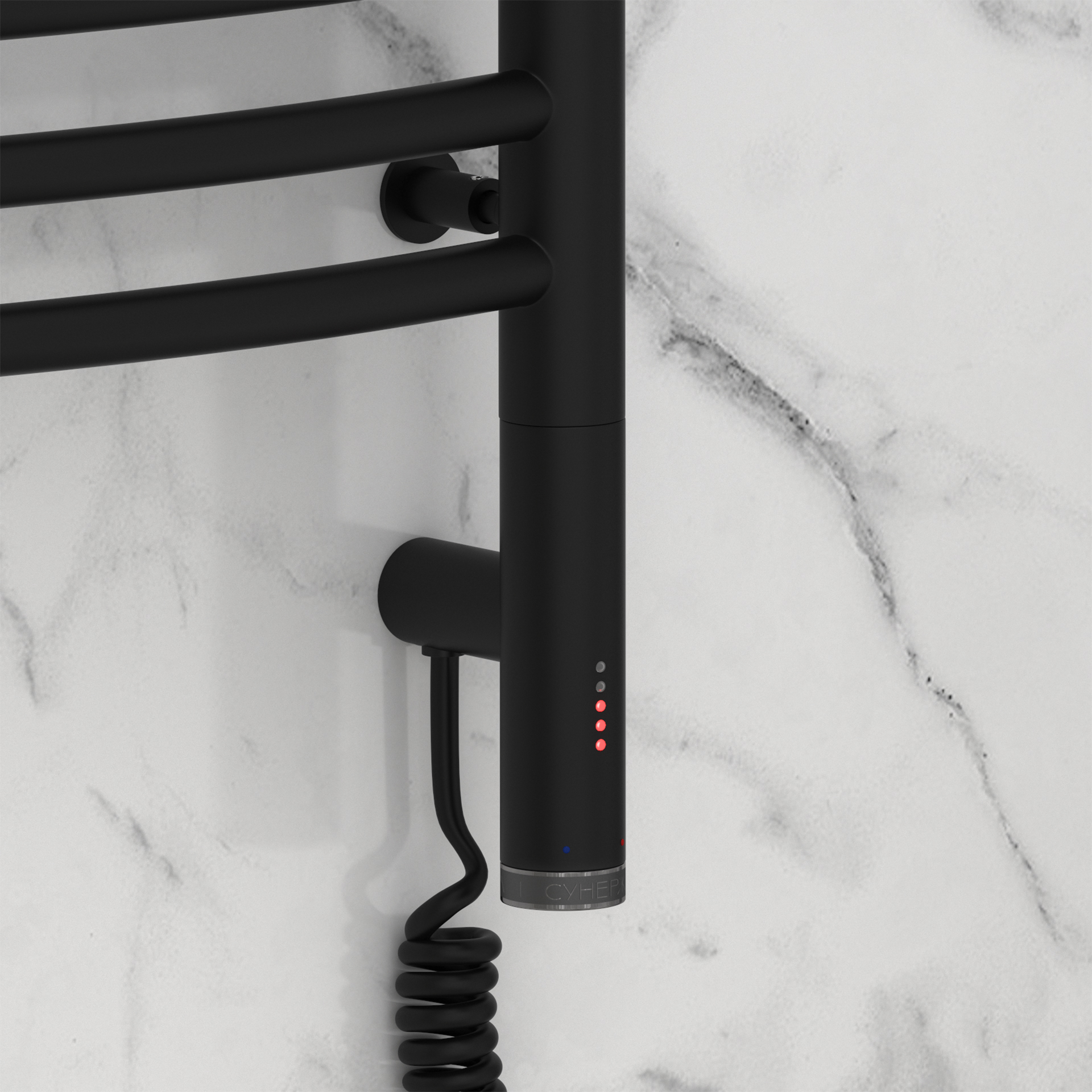 Полотенцесушители Полотенцесушитель электрический 600х600 МЭМ правый (Матовый чёрный) 