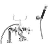 Смесители  Cherie Смеситель на борт ванны двухвентильный, с душевым комплектом, цвет хром/черный 