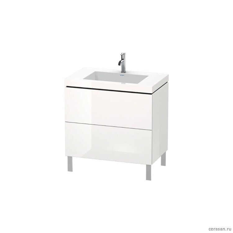 Тумба под раковину 800x480x698, с ножками, раковина цвет белый глянцевый