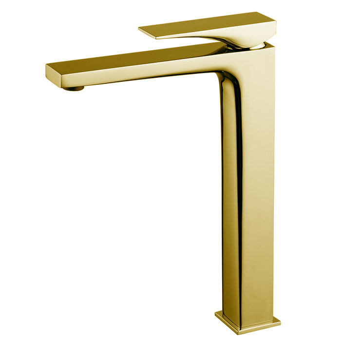 Смесители Смеситель для раковины, на 1 отверстие, высокий, без донного клапана, цвет золото 