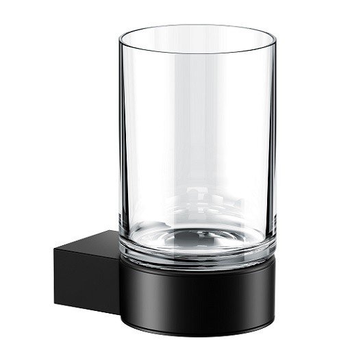 Аксессуары для ванной Стакан для зубных щеток с держателем (чёрный матовый) 