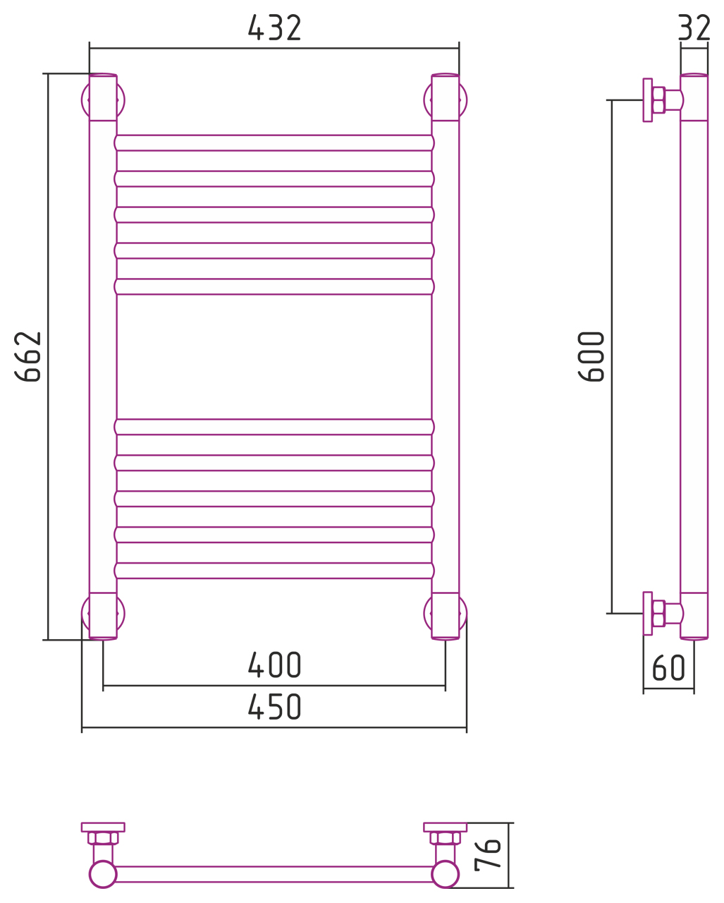 Полотенцесушители Дизайн-радиатор 600х400 