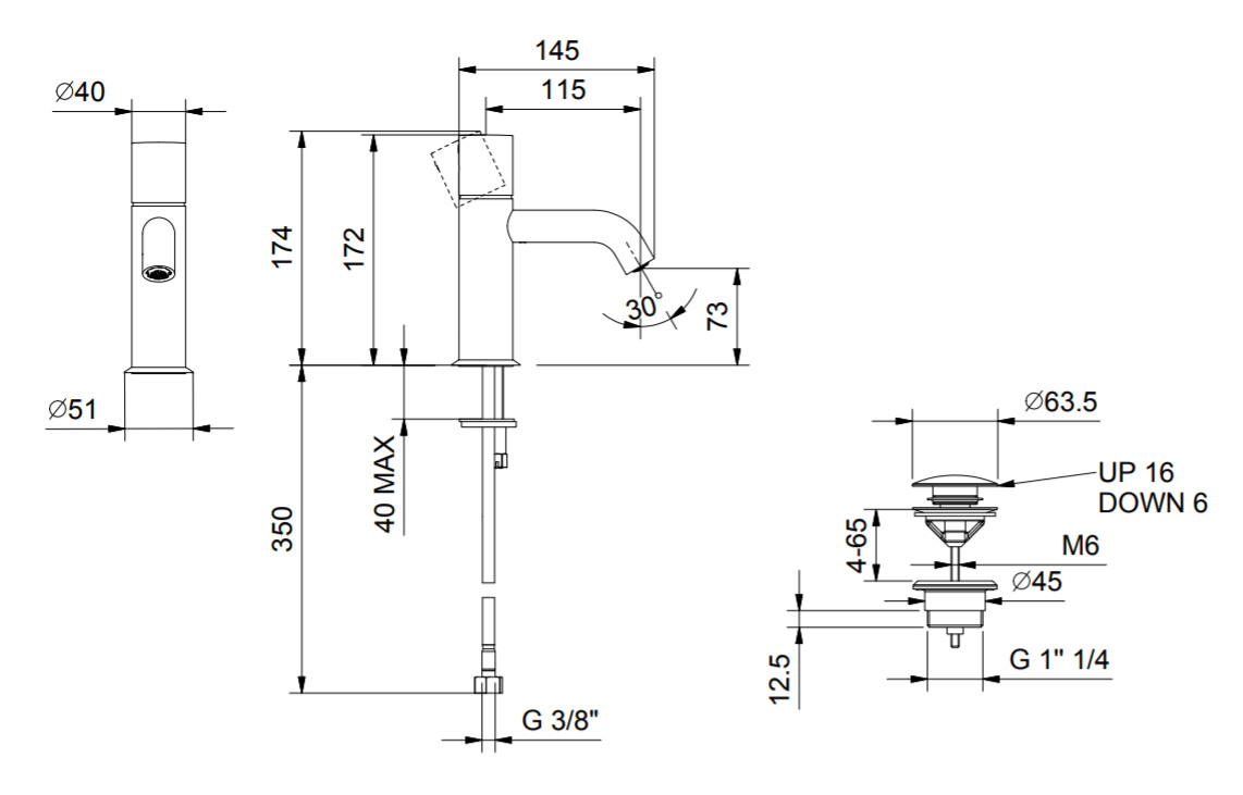 Смесители Смеситель для раковины на 1 отверстие 