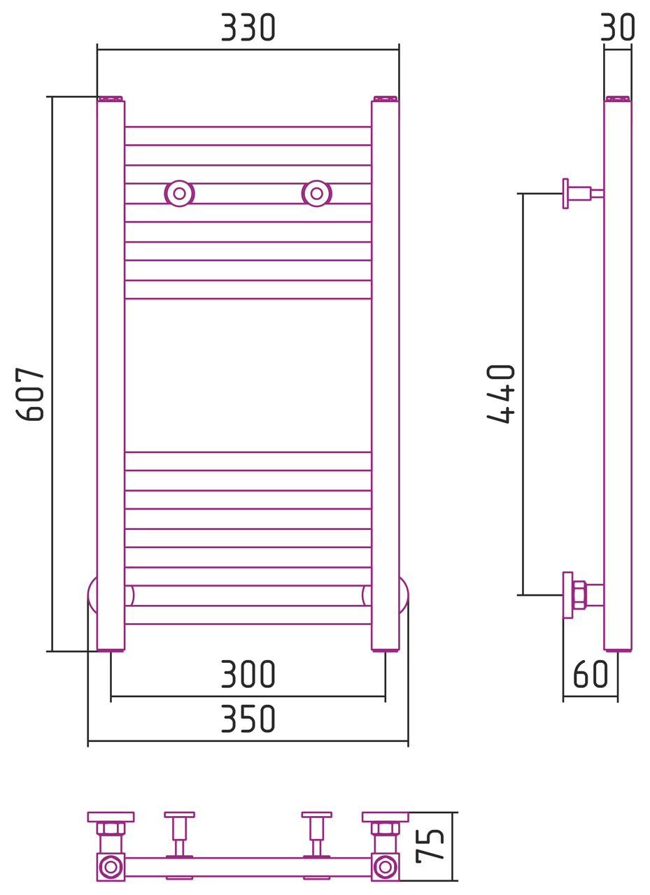 Полотенцесушители Дизайн-радиатор 600х300 