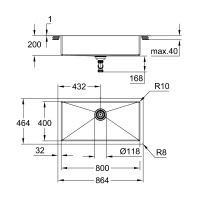 Раковины K700 31580SD1 Мойка для кухни 800*400 мм (нержавеющая сталь матовая) 