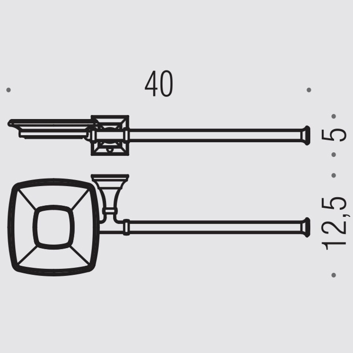 Аксессуары для ванной Мыльница с полотенцедержателем, SX, цвет хром/матовое стекло 