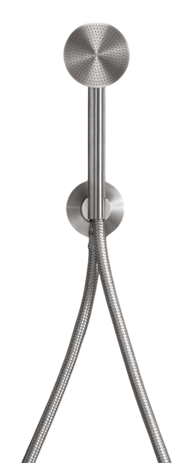 Душ ручной Free Ideas, с настенным держателем и подключением к воде, Ø 65 мм, шланг в стальной оплетке, сталь, цвет сатинированная сталь