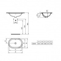 Раковины Раковина врезная, снизу столешницы 55*38 см 