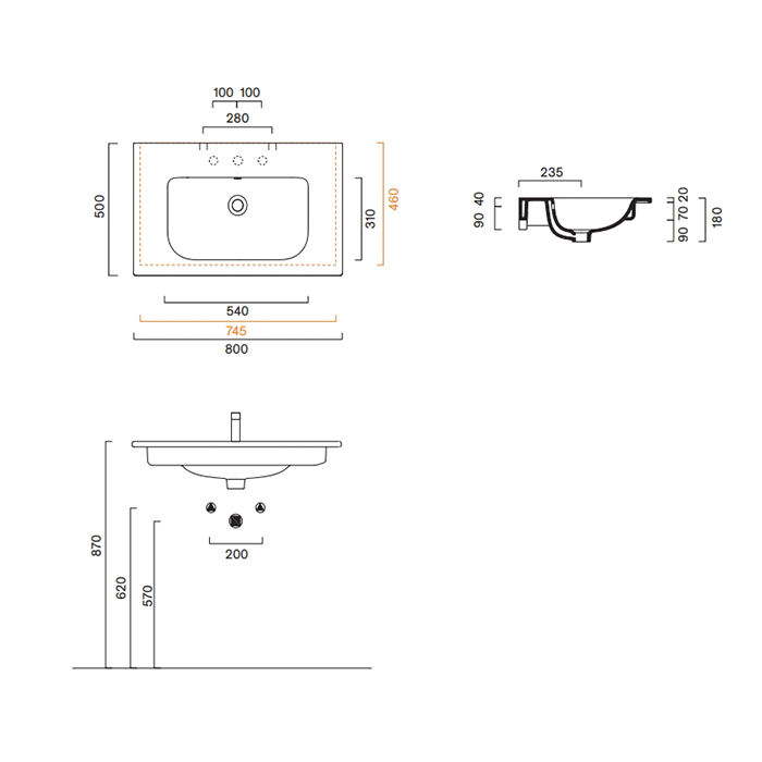 Раковины Раковина 80х50 см, цвет белый глянцевый 