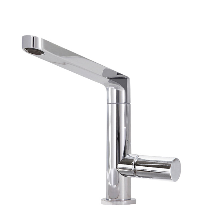 Смеситель для раковины, высота 201 мм, вращающийся излив, с донным клапаном click-clack, цвет хром