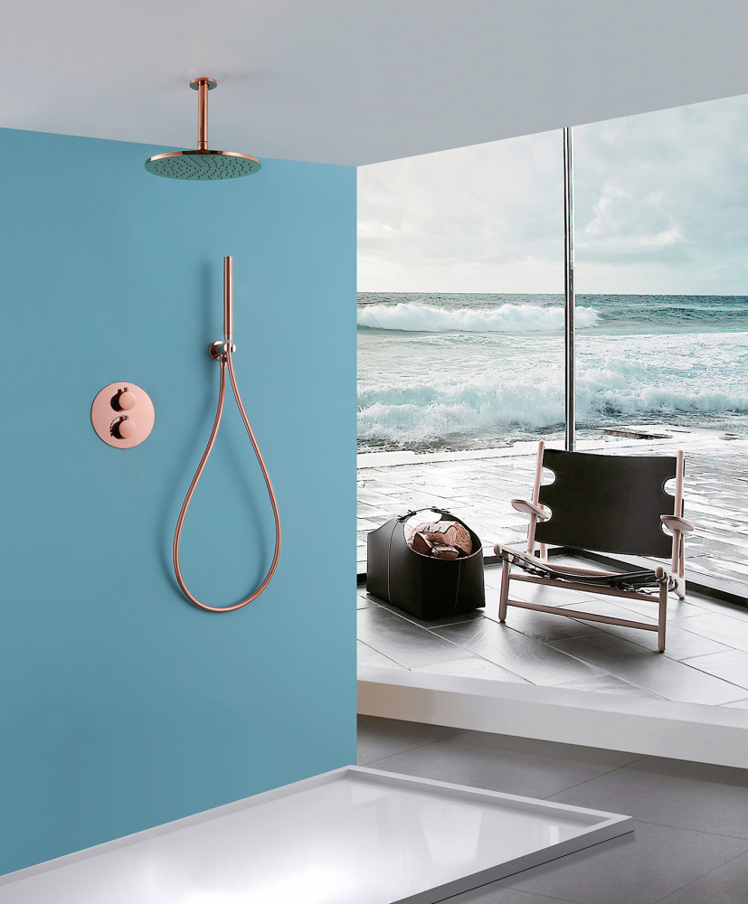 Душевая программа Душевая система скрытого монтажа без излива, розовое золото 