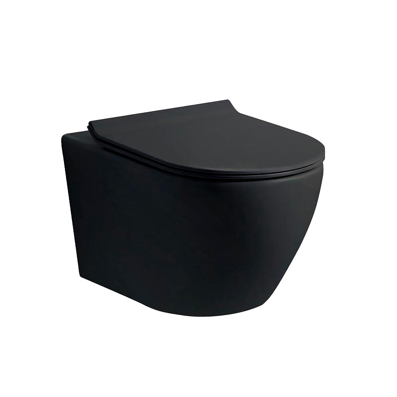 Унитазы Черный матовый подвесной унитаз 530*360*360, TORNADO смыв, сиденьем Soft close 