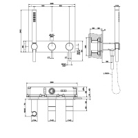 Смесители GESSI 316 Встраиваемый смеситель для ванны, автомат переключатель ванна-душ, держатель неподвижный (внешняя часть), цвет: steel brushed 