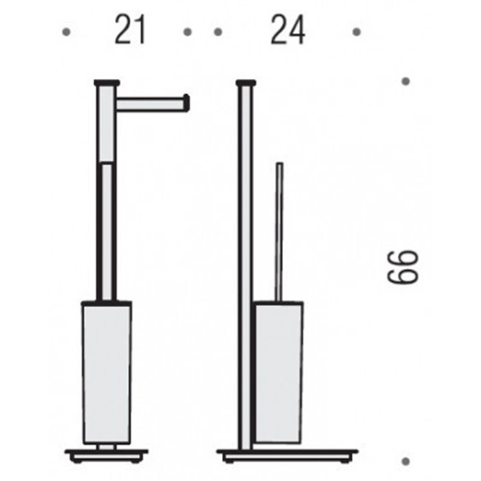 Аксессуары для ванной Напольная стойка с держателем туалетной бумаги и ершом, DX, цвет черный матовый 