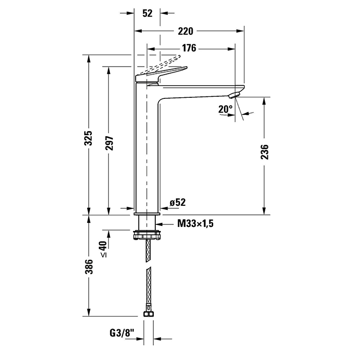 Смесители XL Однорычажный смеситель для умывальника, черный матовый 