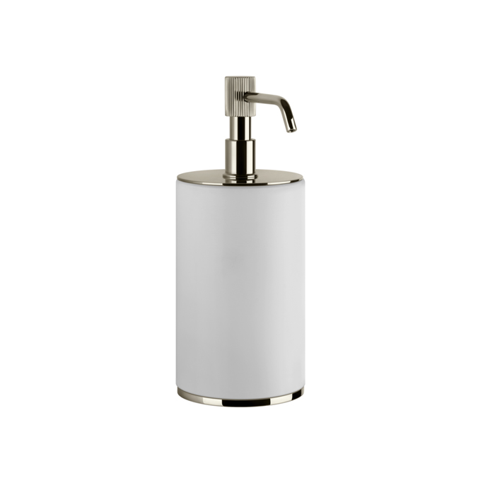 Дозатор для жидкого мыла настольный, цвет белый, фурнитура Nickel PVD