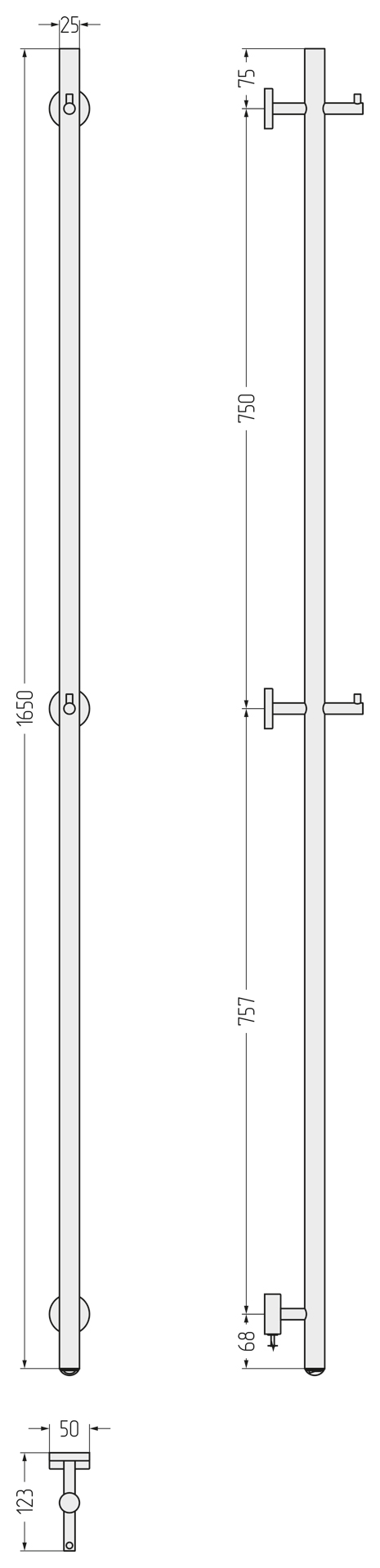 Полотенцесушители 1650 Полотенцесушитель электрический (Матовый чёрный) 