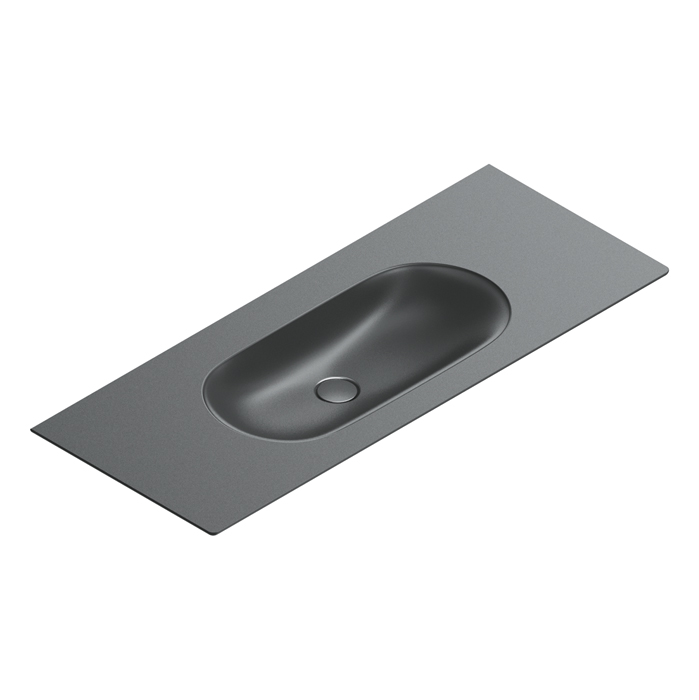 Раковины Раковина консоль 125x50, без отверстий под смеситель, покрытие Cataglaze+, цвет черный матовый 