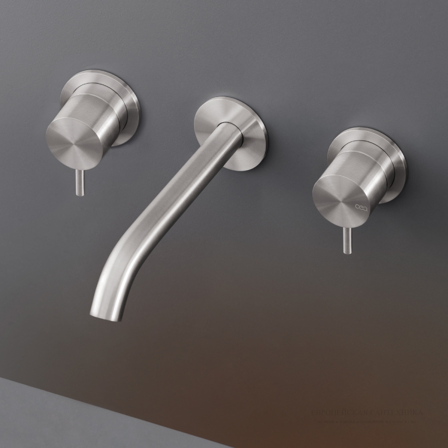 Смесители Смеситель для раковины Milo360, настенный, на 3 отверстия, излив L. 185 мм, внешняя часть, сталь, цвет Black Diamond сатинированный 