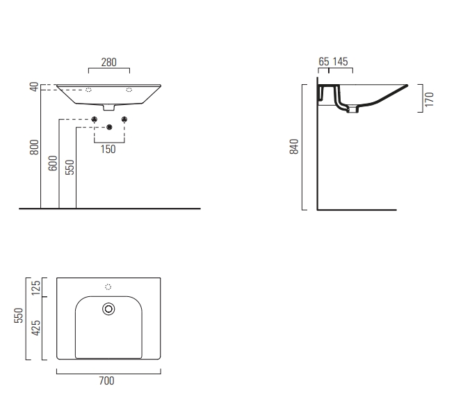 Раковины Раковина подвесная 550x700 мм 