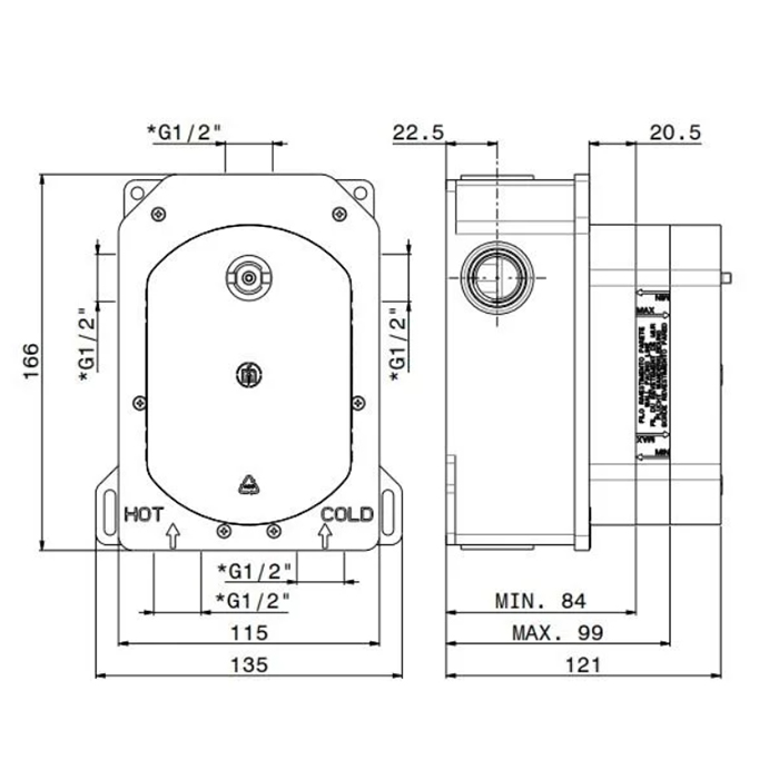 Смесители Универсальная внутренняя часть для термостатического смесителя на 3 потока для душа 