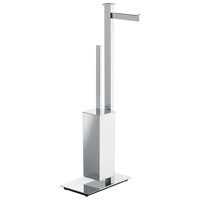 Напольная стойка с держателем туалетной бумаги и ершом, DX, цвет хром