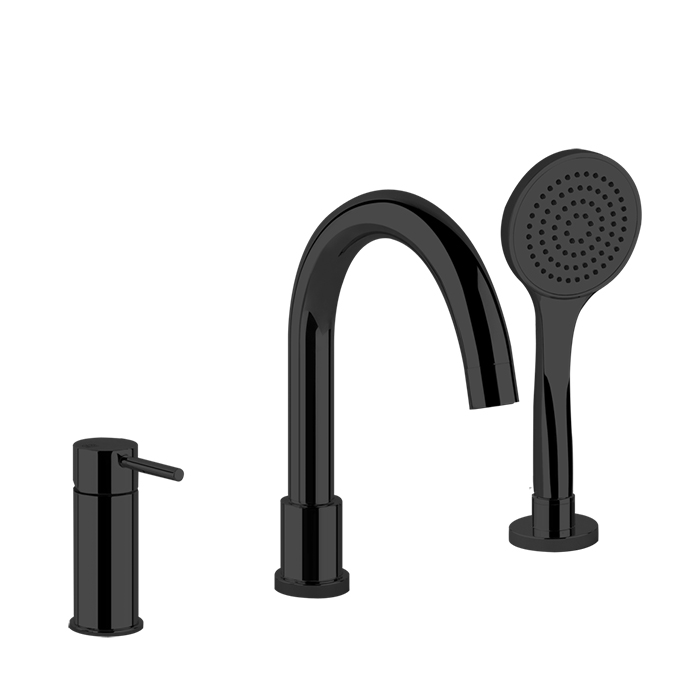 Смесители Смеситель для ванны на 3 отверстия с переключателем, изливом и шлангом 1,50м, цвет Black XL 