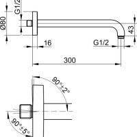 Комплектующие Кронштейн для верхнего душа 300 мм (бронза шлифованная) 