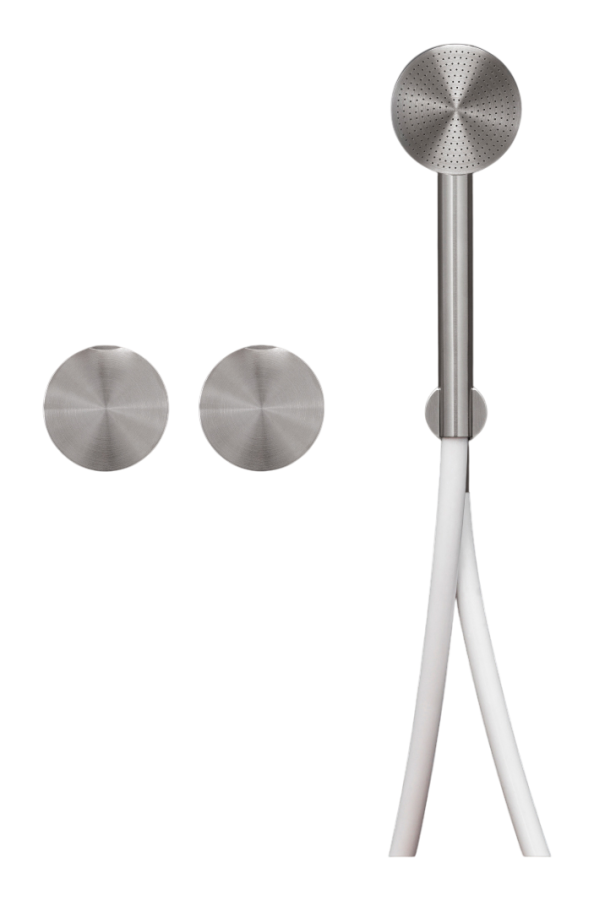 Смесители Смеситель для ванны Giotto, настенный, 2 прогрессивных смесителя, ручной душ Ø 65 мм, шланг в цвете Black, внешняя часть, цвет Black Diamond сатинированный 