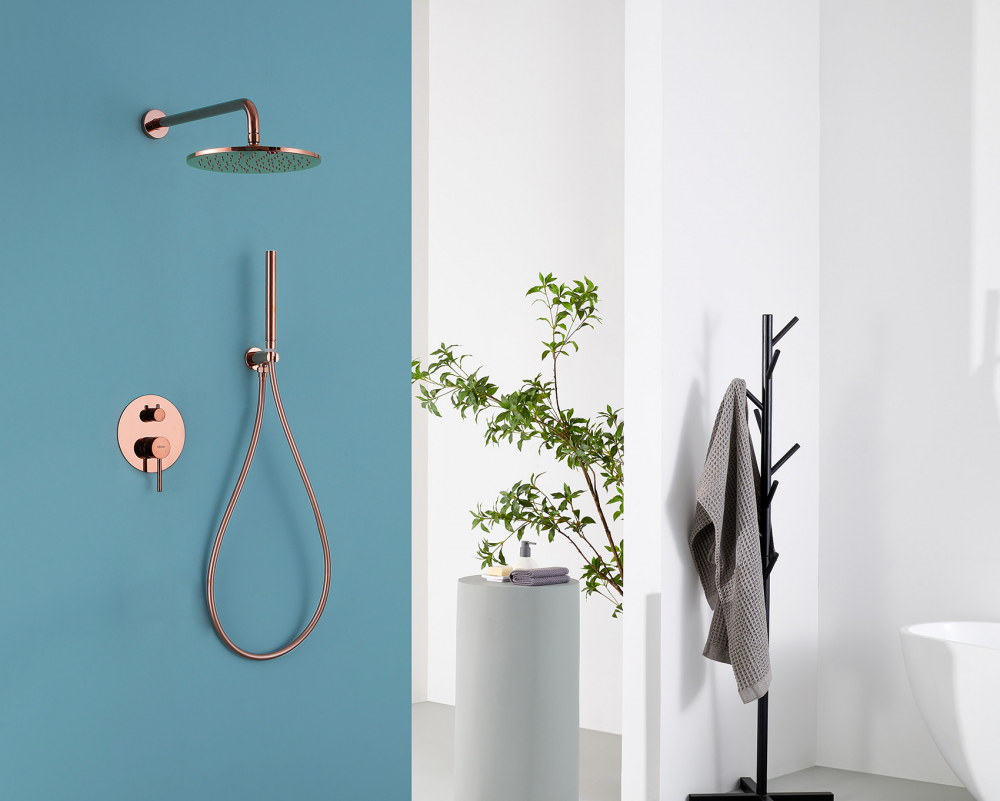 Душевая программа Душевая система скрытого монтажа без излива, розовое золото 