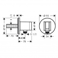 Комплектующие Шланговое подсоединение S с держателем, хром 