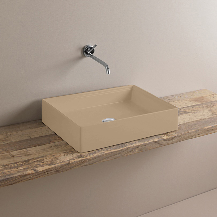 Раковина накладная 38х55 см, без отв под смеситель, без слив перелива, в комплекте с керамическим сливом, цвет цементcream