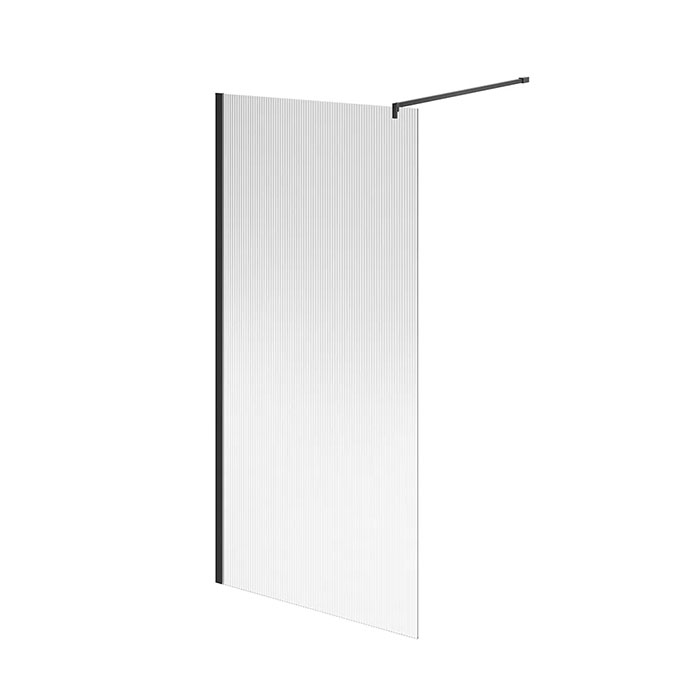 Душевая перегородка с рифленым стеклом, 100х210, матовый черный