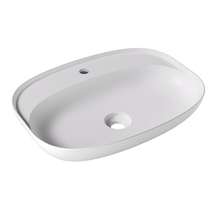 Раковины Раковина Oval 60x45хВ12 Plan, накладная, с отверстием под смеситель, белый матовый 