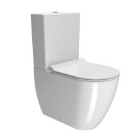 Унитазы Унитаз-компакт напольный, безободковый (белый глянцевый) 