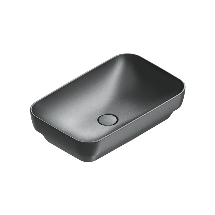 Раковины Раковина 60x38 h14 встраиваемая, без отверстий под смеситель, покрытие Cataglaze+, цвет черный матовый 